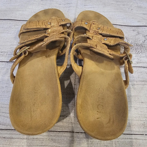 Vionic Women's •Size 10• Radia Cork Leather Wedge Casual Sandal Tan Comfortable - Picture 4 of 10